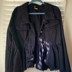 Free People black denim jacket